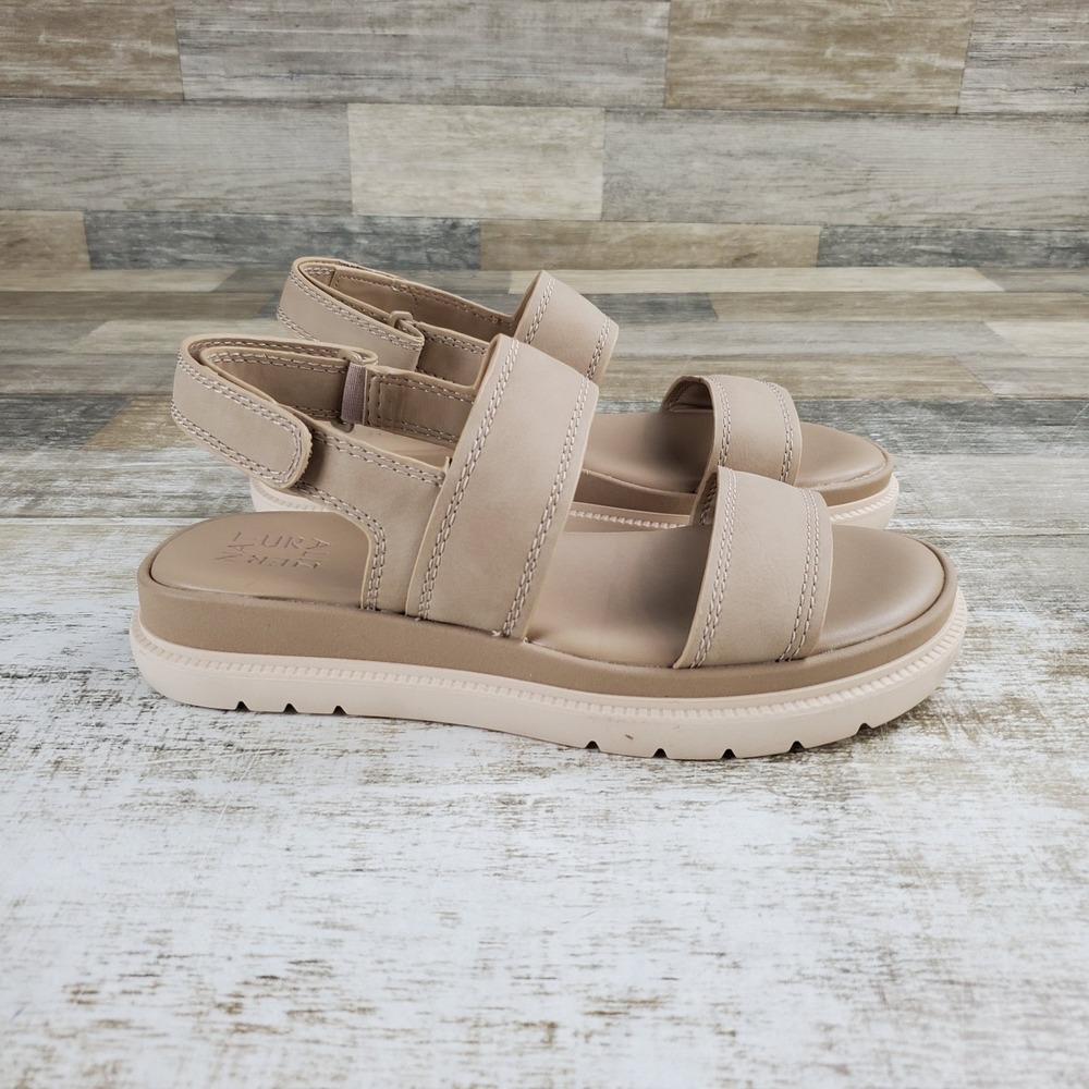Naturalizer Attract Womens Platform Sandals Sz 8.5 W Tan Leather Hook and Loop